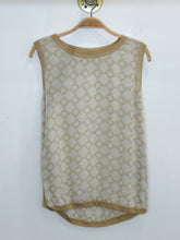 Load image into Gallery viewer, Vintage Sleeveless Silk Geometric Print Top with Knit Trim

