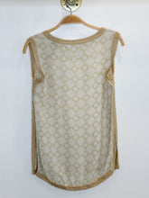 Load image into Gallery viewer, Vintage Sleeveless Silk Geometric Print Top with Knit Trim
