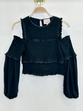 Load image into Gallery viewer, Pascal Cold Shoulder Shirred Long Sleeve Blouse (orig. ~$350)
