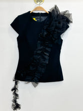 Load image into Gallery viewer, Wool Cap Sleeve Top with Silk Organza Ruffles

