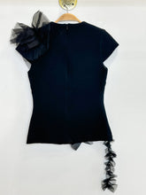 Load image into Gallery viewer, Wool Cap Sleeve Top with Silk Organza Ruffles
