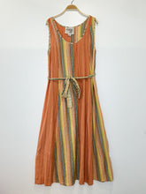 Load image into Gallery viewer, Striped Cotton Sleeveless Maxi Dress with Tie Belt
