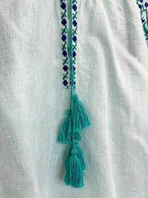Load image into Gallery viewer, Embroidered Linen Balloon Sleeve Peasant Shirt with Tassel Ties (orig. $279)
