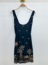 Load image into Gallery viewer, Chelona Cotton Mini Dress with Gold Beaded Palm Tree + Turtle Embellishments (orig. $495)
