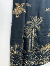 Load image into Gallery viewer, Chelona Cotton Mini Dress with Gold Beaded Palm Tree + Turtle Embellishments (orig. $495)
