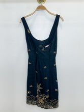 Load image into Gallery viewer, Chelona Cotton Mini Dress with Gold Beaded Palm Tree + Turtle Embellishments (orig. $495)

