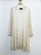 Load image into Gallery viewer, Silk Blend Tassled Mesh Long Sleeve Dress

