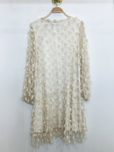 Load image into Gallery viewer, Silk Blend Tassled Mesh Long Sleeve Dress
