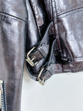 Load image into Gallery viewer, Metallic Leather Moto Jacket
