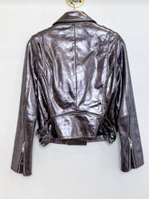 Load image into Gallery viewer, Metallic Leather Moto Jacket
