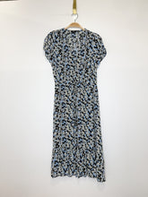 Load image into Gallery viewer, Floral Short Sleeve Half Button Midi Dress with Drawstring Waist
