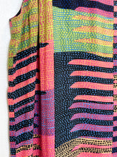 Load image into Gallery viewer, Multi Patchwork Print Sleeveless Shift Dress with Draped Open Back
