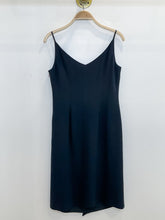 Load image into Gallery viewer, Silk Spaghetti Strap Sheath Dress with Front Ruffle + Beaded Neckline

