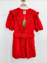 Load image into Gallery viewer, Eyelet Short Sleeve Romper with Beaded Buckle Belt (NWT, orig. $260)
