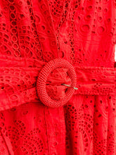 Load image into Gallery viewer, Eyelet Short Sleeve Romper with Beaded Buckle Belt (NWT, orig. $260)
