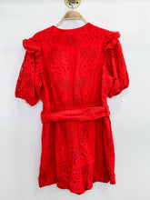 Load image into Gallery viewer, Eyelet Short Sleeve Romper with Beaded Buckle Belt (NWT, orig. $260)
