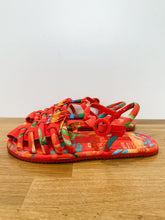 Load image into Gallery viewer, Tropical Tube Strap Sandals with Beaded Fringe (NEW, orig. $230)
