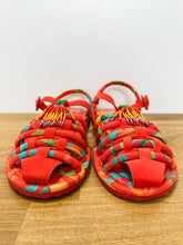 Load image into Gallery viewer, Tropical Tube Strap Sandals with Beaded Fringe (NEW, orig. $230)
