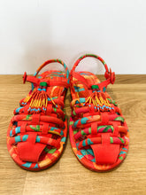 Load image into Gallery viewer, Tropical Tube Strap Sandals with Beaded Fringe (NEW, orig. $230)
