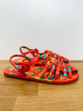 Load image into Gallery viewer, Tropical Tube Strap Sandals with Beaded Fringe (NEW, orig. $230)
