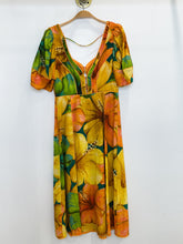 Load image into Gallery viewer, Linen Blend Floral Short Sleeve Cutout Midi Dress (NWT, orig. $248)
