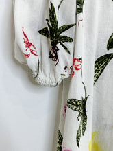 Load image into Gallery viewer, Botanical Print Linen Puff Sleeve Knee-Length Dress (orig. ~$300)
