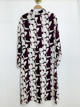 Load image into Gallery viewer, Long Sleeve Geometric Print Half Button Shirt Dress
