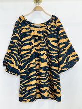 Load image into Gallery viewer, Alina Tiger Striped Puff Sleeve Shift Dress (NWT, orig. $420)
