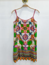 Load image into Gallery viewer, Retro Floral Kaleidoscope Print Spaghetti Strap Mini Sundress with Crochet Hem (orig. ~$360)
