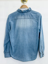 Load image into Gallery viewer, Long Sleeve Denim Ruffle Trimmed Lawendy Blouse (orig. $258)
