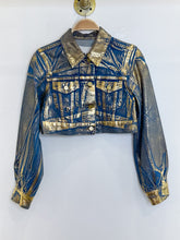 Load image into Gallery viewer, Metallic Denim Trucker Jacket (NWT, orig.~$400)
