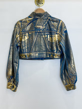 Load image into Gallery viewer, Metallic Denim Trucker Jacket (NWT, orig.~$400)
