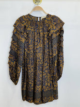 Load image into Gallery viewer, Mosaic Floral Tiered Balloon Sleeve Knee-Length Dress
