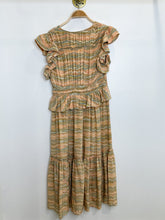 Load image into Gallery viewer, Bendetta Silk Marbled Flutter Sleeve Midi Dress with Peplum (orig. $750)
