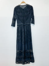Load image into Gallery viewer, Cotton Long Sleeve Lace Eyelet Button Front Midi Dress
