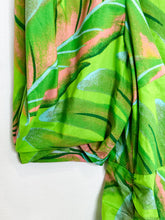Load image into Gallery viewer, Puff Sleeve Leaf Print Ruched Skirt Knee Length Dress (NWT, orig. $190)
