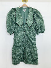 Load image into Gallery viewer, Jacquard Organza Floral Mini Dress with Oversized Collar
