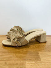 Load image into Gallery viewer, Brigitte Ruffled Raffia Block Heel Mules (NEW, orig. $315)

