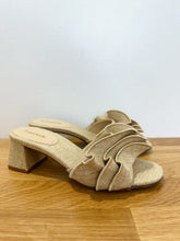 Load image into Gallery viewer, Brigitte Ruffled Raffia Block Heel Mules (NEW, orig. $315)
