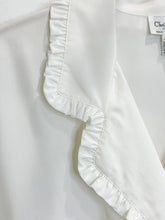 Load image into Gallery viewer, Double Breasted Long Sleeve Blouse with Ruffled Trim
