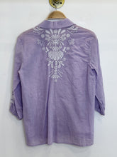 Load image into Gallery viewer, Orla Embroidered Windowpane Plaid 3/4 Sleeve V-Neck Shirt (orig. $215)
