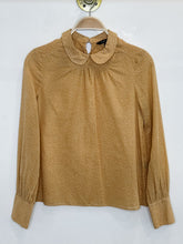 Load image into Gallery viewer, Tonal Floral Cotton Long Sleeve Blouse with Peter Pan Collar
