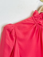 Load image into Gallery viewer, Silk Long Sleeve Ruffled Peplum Blouse
