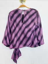 Load image into Gallery viewer, Plaid Silk 3/4 Sleeve Shirt with Tie Waist

