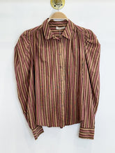 Load image into Gallery viewer, Harper Striped Cotton Long Puff Sleeve Button Up Shirt (orig. $350)
