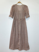 Load image into Gallery viewer, Scoop Neck Puff Sleeve Micro Floral Button Front Maxi Dress
