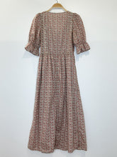 Load image into Gallery viewer, Scoop Neck Puff Sleeve Micro Floral Button Front Maxi Dress
