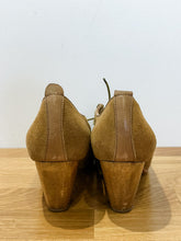 Load image into Gallery viewer, Suede Lace Up Wood Heel Shoe
