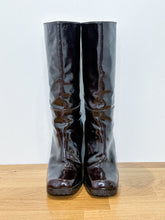 Load image into Gallery viewer, Patent Leather Square Toe Heeled Boots (NEW)

