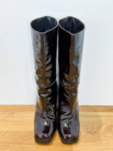 Load image into Gallery viewer, Patent Leather Square Toe Heeled Boots (NEW)

